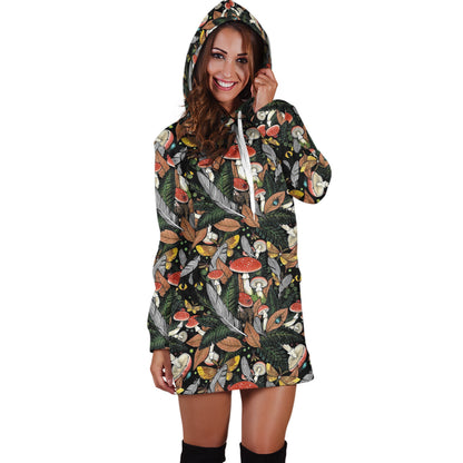 Beautiful Forest Mushroom Hoodie Dress-Apparel-NTH-Hoodie Dress-S-Vibe Cosy™
