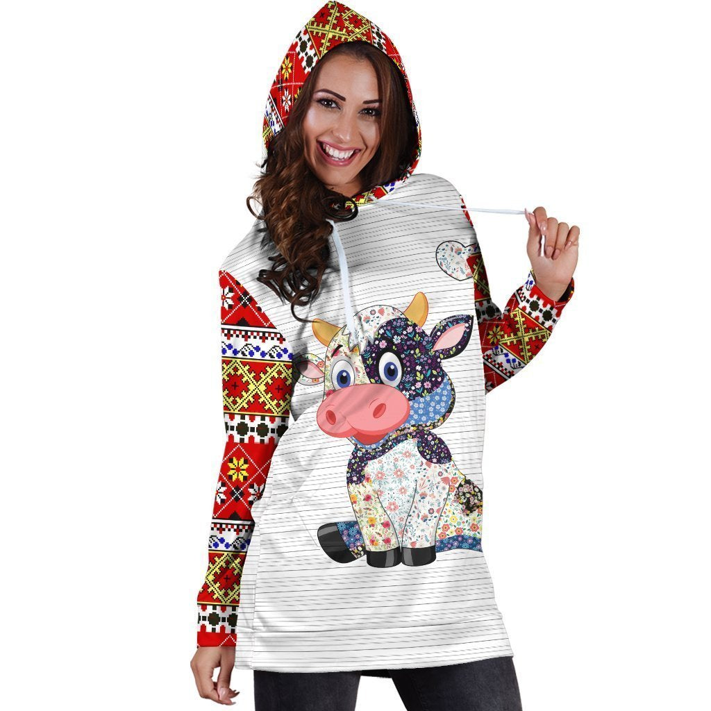 Cow Farmer Hoodie Dress-Apparel-HD09-Hoodie Dress-S-Vibe Cosy™