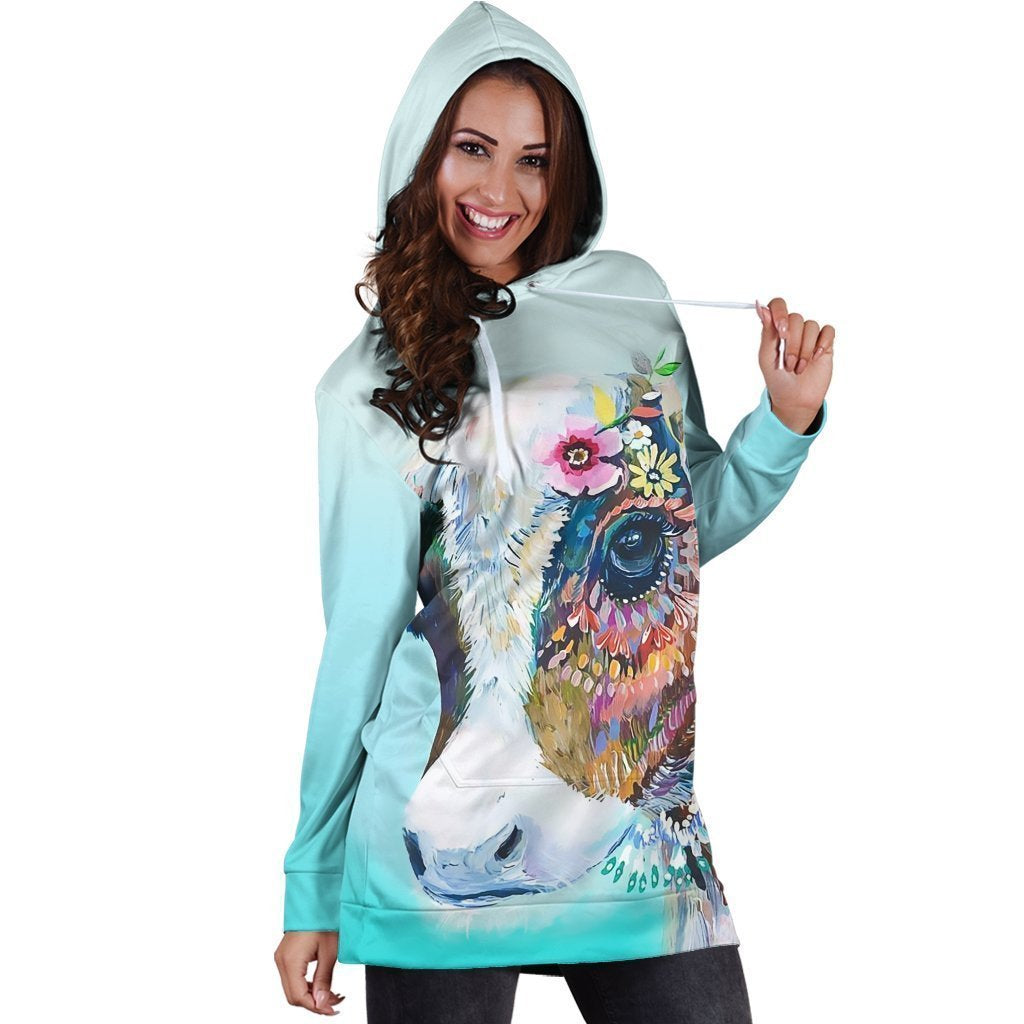 Cow's Eyes Farm Hoodie Dress-Apparel-HD09-Hoodie Dress-S-Vibe Cosy™