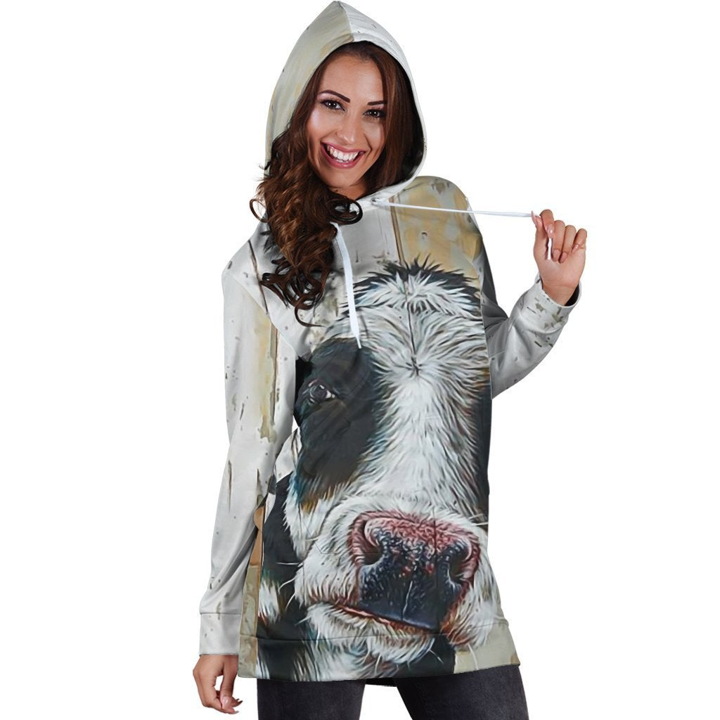 Cow Kids Cute Hoodie Dress-Apparel-HD09-Hoodie Dress-S-Vibe Cosy™