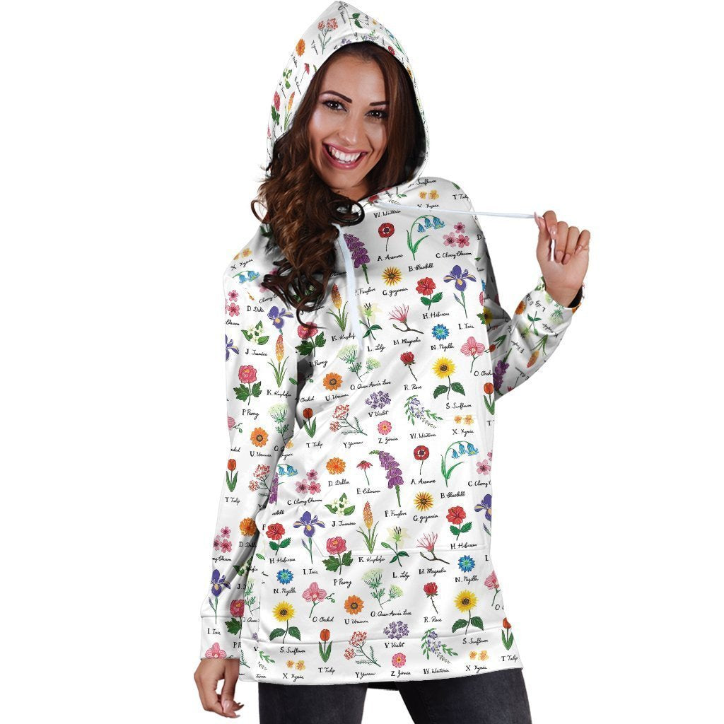 Beautiful Flowers Hoodie Dress-Apparel-NTH-Hoodie Dress-S-Vibe Cosy™