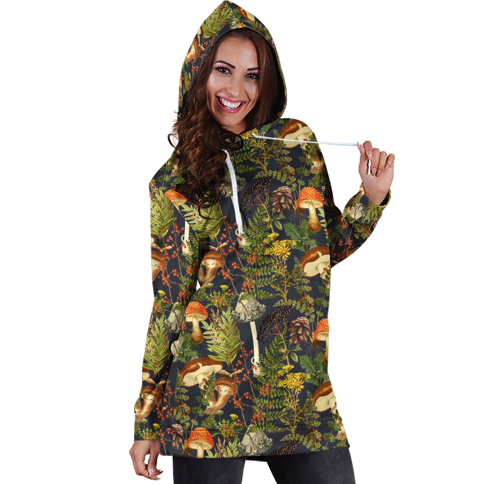 Forest Mushroom Hoodie Dress-Apparel-NTH-Hoodie Dress-S-Vibe Cosy™