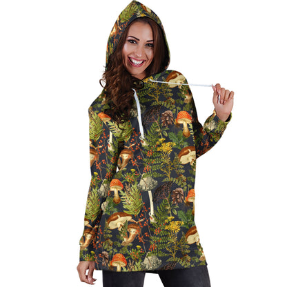 Forest Mushroom Hoodie Dress-Apparel-NTH-Hoodie Dress-S-Vibe Cosy™