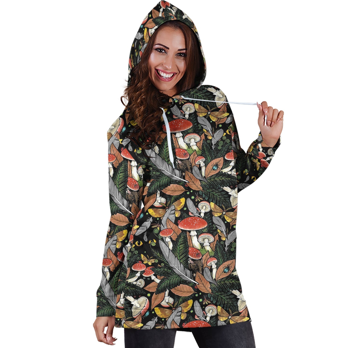 Beautiful Forest Mushroom Hoodie Dress-Apparel-NTH-Hoodie Dress-S-Vibe Cosy™