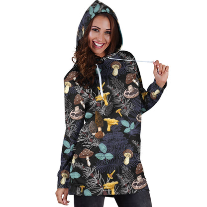 3D All Over Print Mushrooms and leaves of forest trees Hoodie Dress-Apparel-NTH-Hoodie Dress-S-Vibe Cosy™