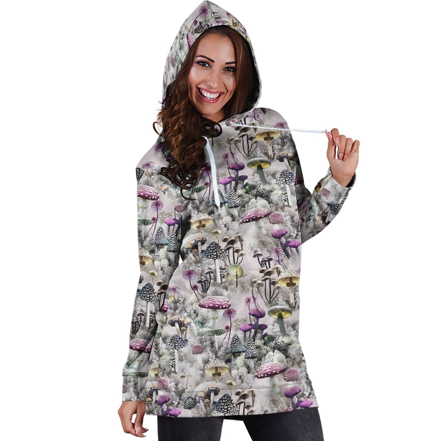 3D All Over Print Mushrooms and Winter Hoodie Dress-Apparel-NTH-Hoodie Dress-S-Vibe Cosy™