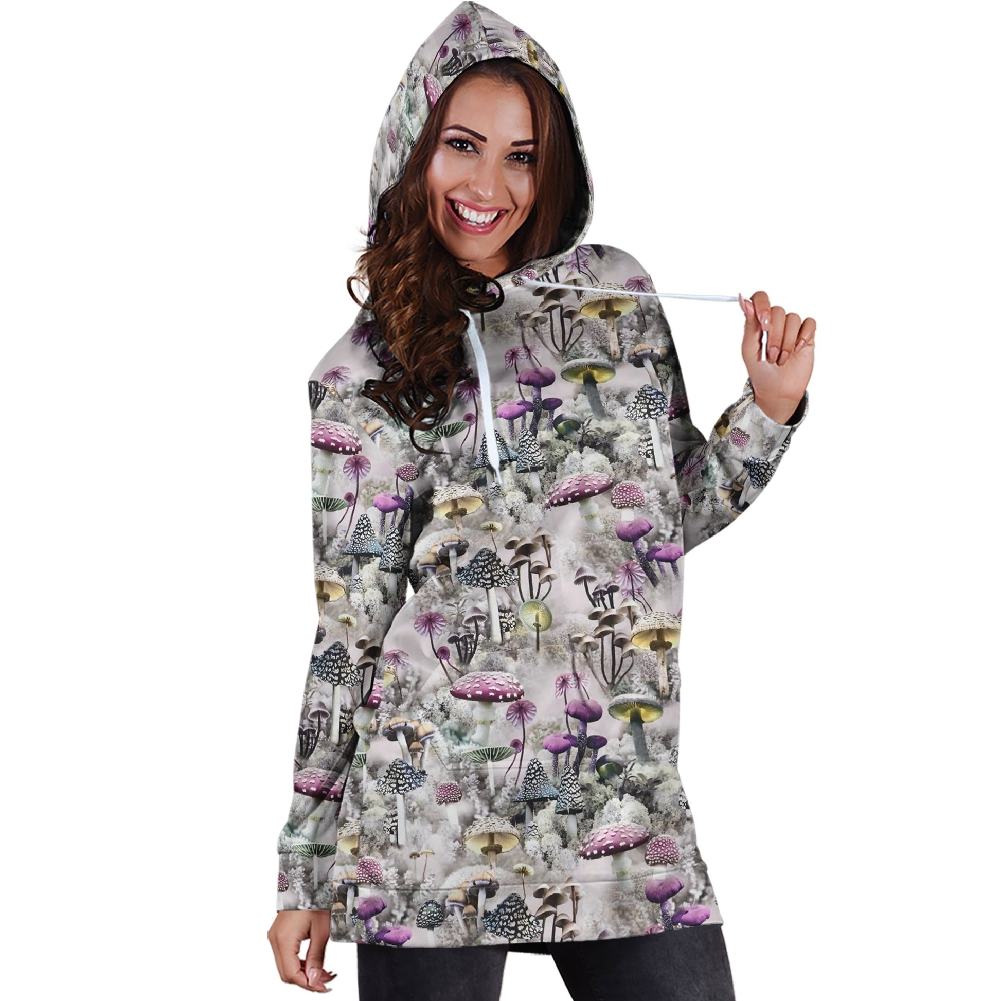 3D All Over Print Mushrooms and Winter Hoodie Dress-Apparel-NTH-Hoodie Dress-S-Vibe Cosy™