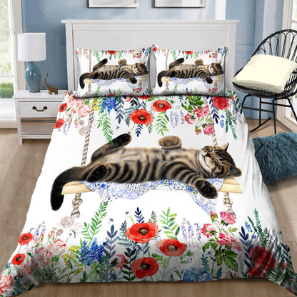 Cute Sleeping Cat Bedding Set TQH200823