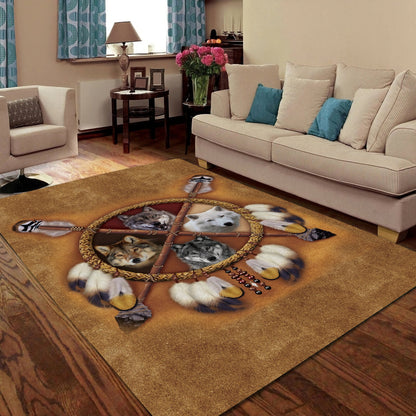 Wolf Native American 3D All Over Printed Rug