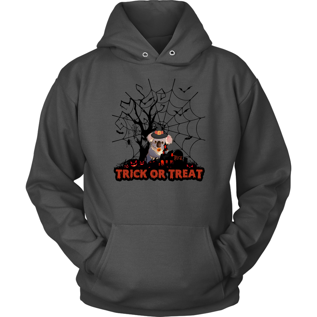 Australian Koala Trick or Treat Halloween T-Shirt 02 H9-T-SHIRTS-HP Arts-Unisex Hoodie-Charcoal-S-Vibe Cosy™