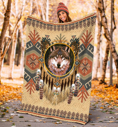 Native Wolf 3D All Over Printed Blanket