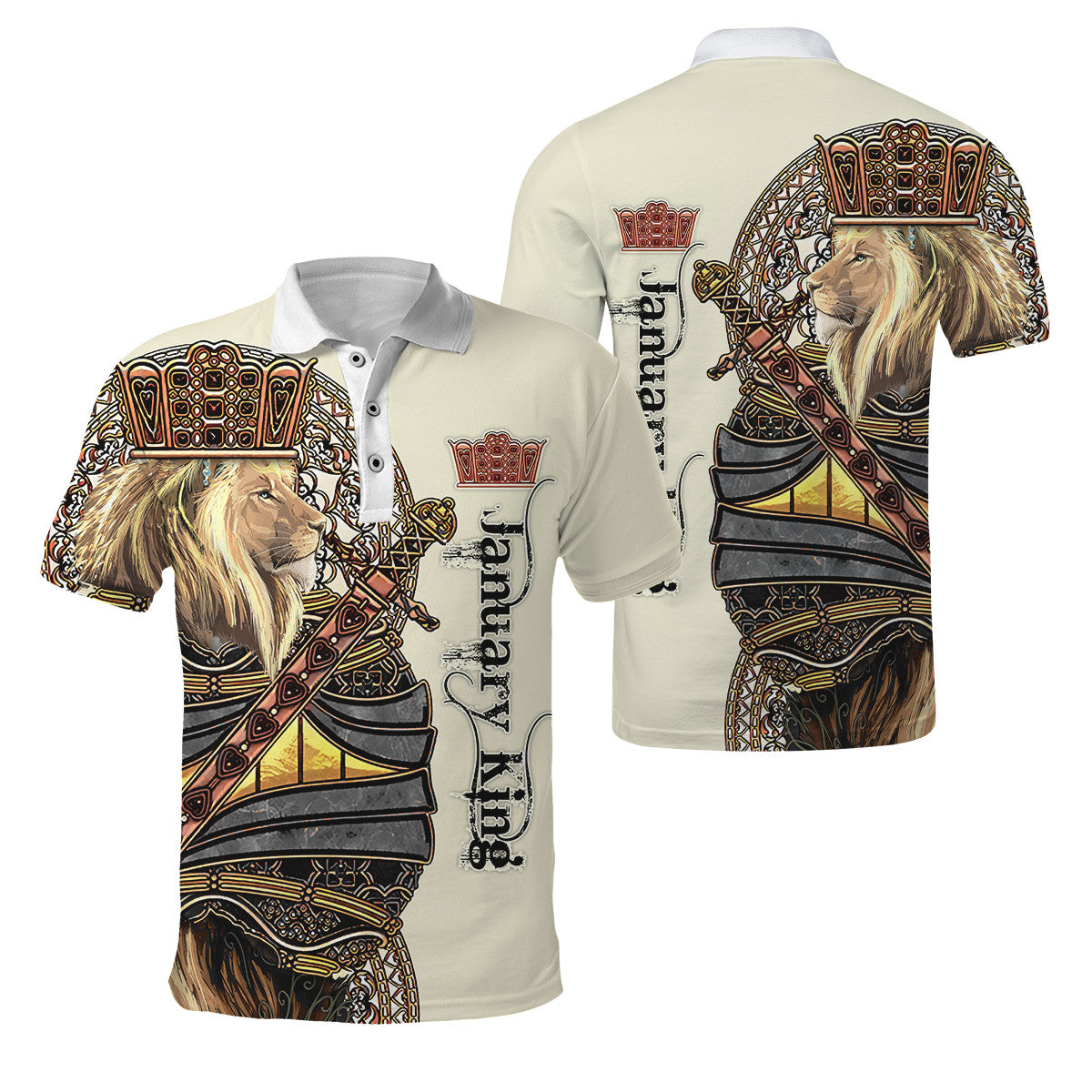 Custom Name January King Lion 3D All Over Printed Unisex Shirts