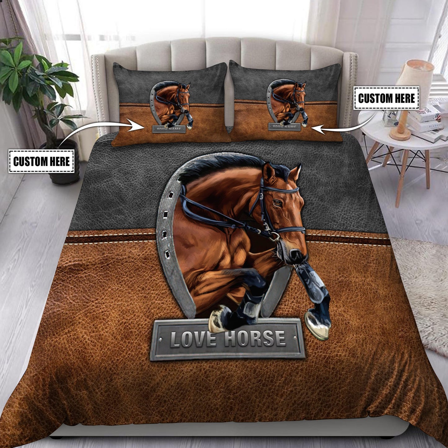 Customized Name Horse 3D All Over Printed Bedding Set