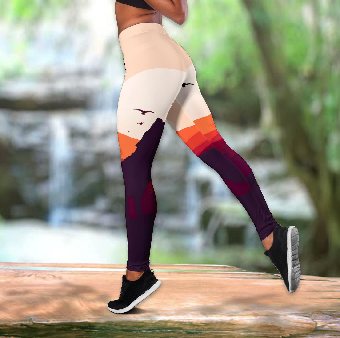 Girl loves wolf legging + hollow tank combo for Women