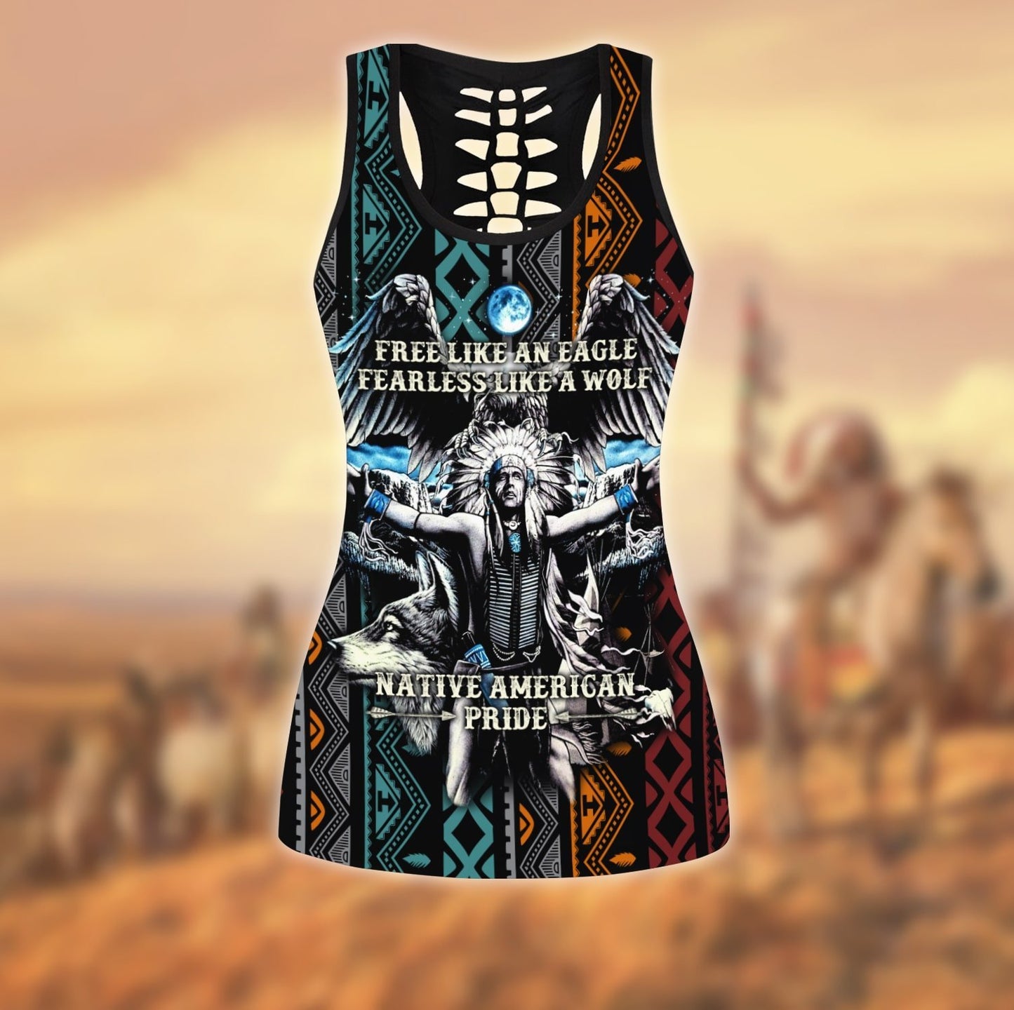 Native American 3D All Over Printed Legging + Hollow Tank