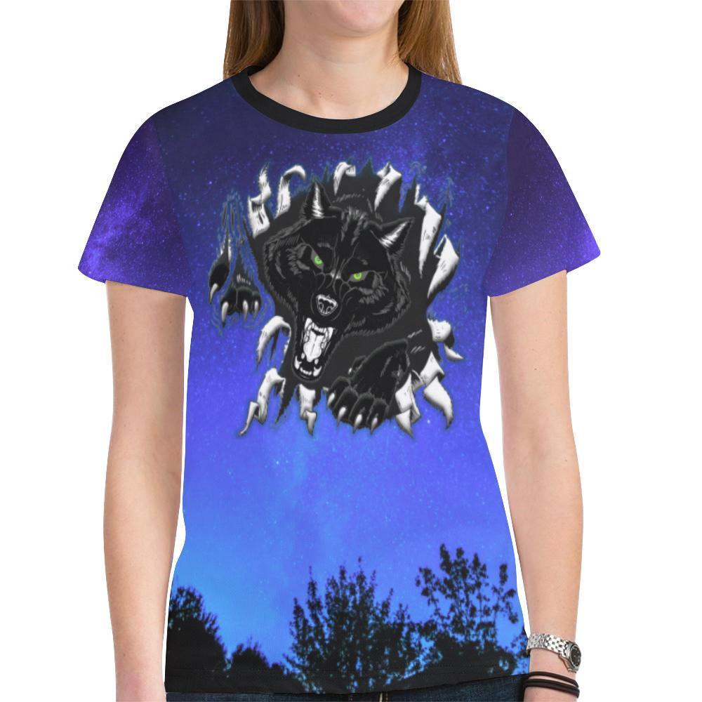 Viking T-shirt - Fenrir In The Sky A6-NEW ALL OVER PRINT T-SHIRTS-HP Arts-XS-Women-Blue-Vibe Cosy™