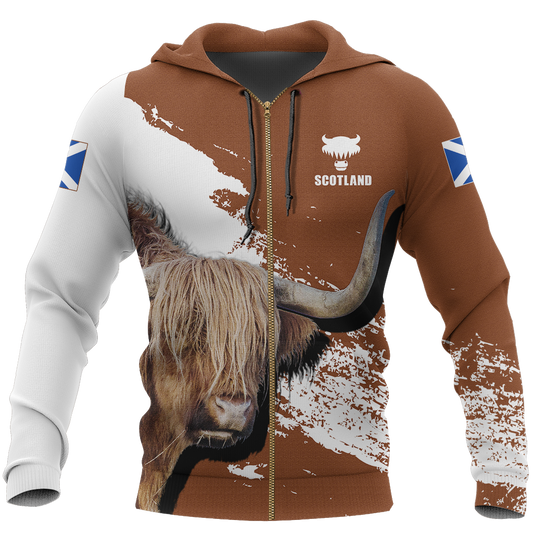 Friendly Highland Cow Hoodie 1-Apparel-LP12-Zip Hoodie-S-Vibe Cosy™