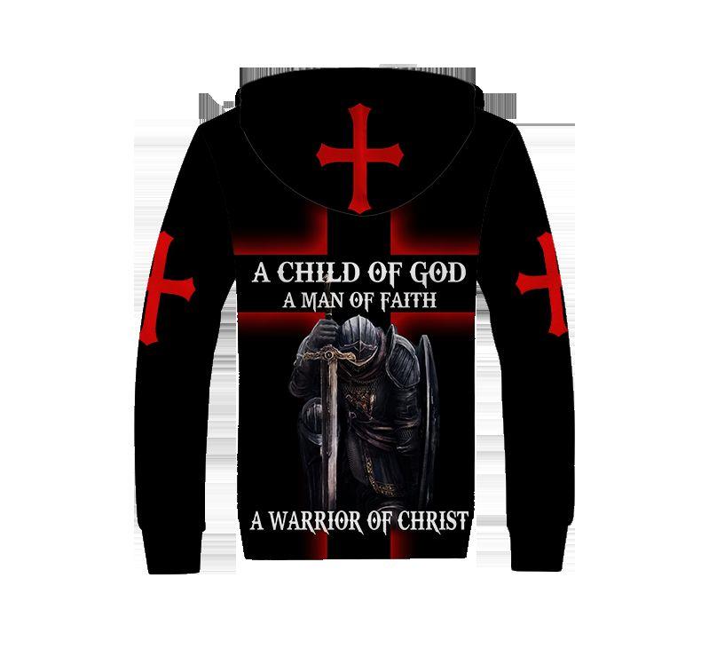 A CHILD OF GOD A MAN OF FAITH A WARRIOR OF CHRIST KNIGHT CHRISTIAN ALL OVER PRINTED FLEECE SHIRTS-Aparel-MP-Fleece zipper Hoodie-S-Vibe Cosy™