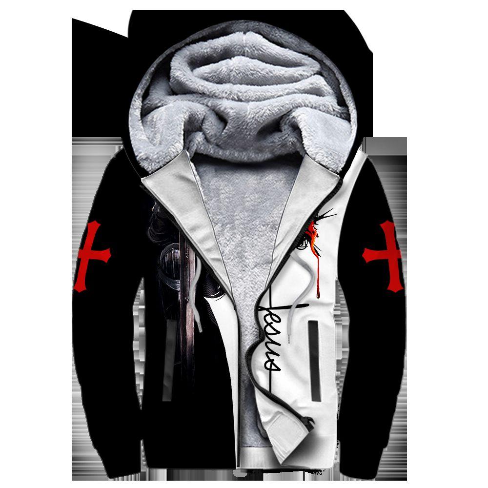A CHILD OF GOD A MAN OF FAITH A WARRIOR OF CHRIST KNIGHT CHRISTIAN ALL OVER PRINTED FLEECE SHIRTS-Aparel-MP-Fleece zipper Hoodie-S-Vibe Cosy™