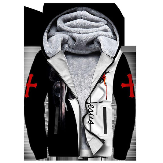 A CHILD OF GOD A MAN OF FAITH A WARRIOR OF CHRIST KNIGHT CHRISTIAN ALL OVER PRINTED FLEECE SHIRTS-Aparel-MP-Fleece zipper Hoodie-S-Vibe Cosy™