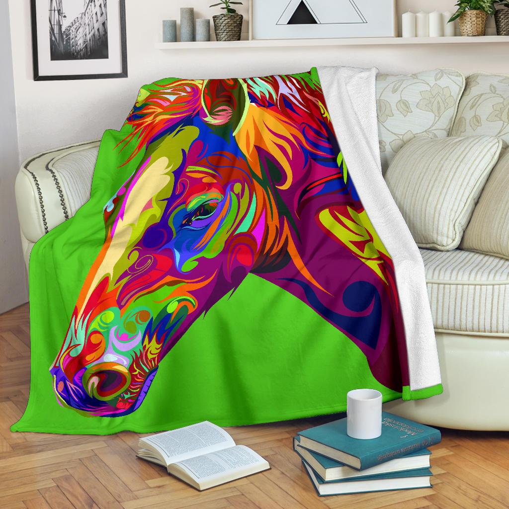 Cavallo Colorato/Verde - Coperta in Pile -Amaze Style™-Premium BlanketCavallo Colorato/Verde - Coperta in Pile -Youth (56 x 43 inches / 140 x 110 cm)-Vibe Cosy™