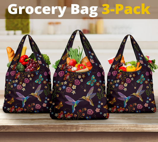 Hummingbird Reusable Grocery Bags Set-Amaze Style™-Hummingbird Reusable Grocery Bags Set-Vibe Cosy™