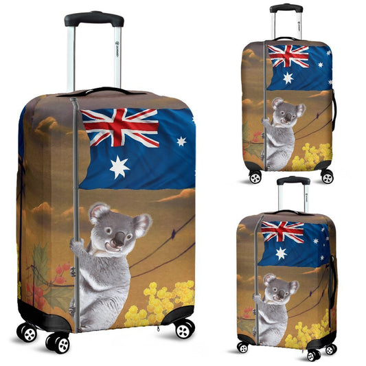 AUSTRALIA CLIMBING KOALA LUGGAGE COVER 02 K5-LUGGAGE COVERS-HP Arts-Luggage Covers - AUSTRALIA CLIMBING KOALA LUGGAGE COVER 02 C1-Small 18-22 in / 45-55 cm-Vibe Cosy™