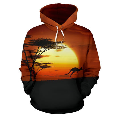 Australia All Over Hoodie Kangaroo Sunset - NNK1435-Apparel-NNK-Hoodie-S-Vibe Cosy™