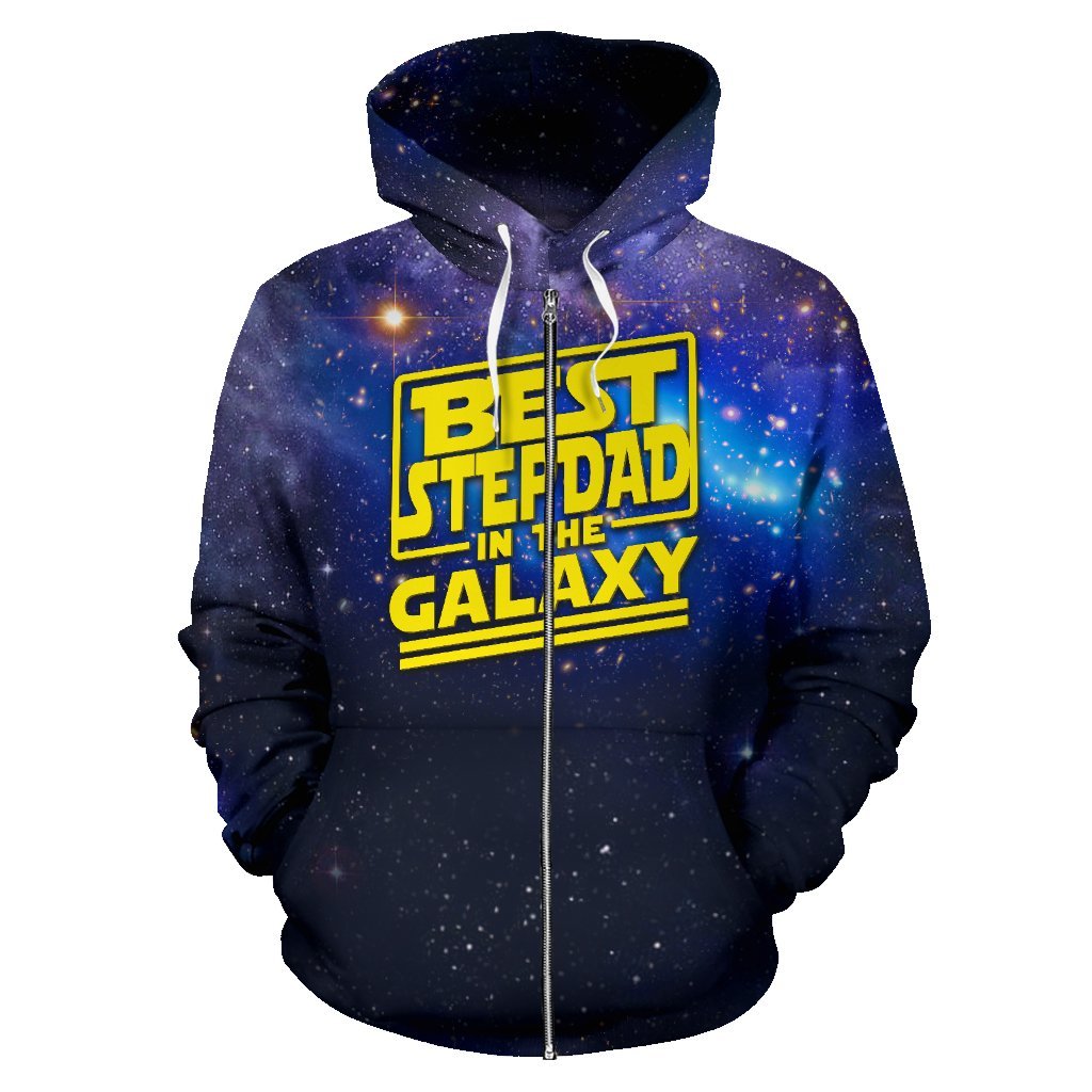 Father's Day for the Best stepdad in galaxy 3D All Over Printed Shirts For Men and Women TT090302-Apparel-TT-Zipped Hoodie-S-Vibe Cosy™