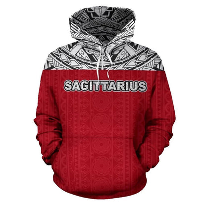 Sagittarius Zodiac - Poly All Over Hoodie Red Version NTH140840-Apparel-NTH-Hoodie-S-Vibe Cosy™