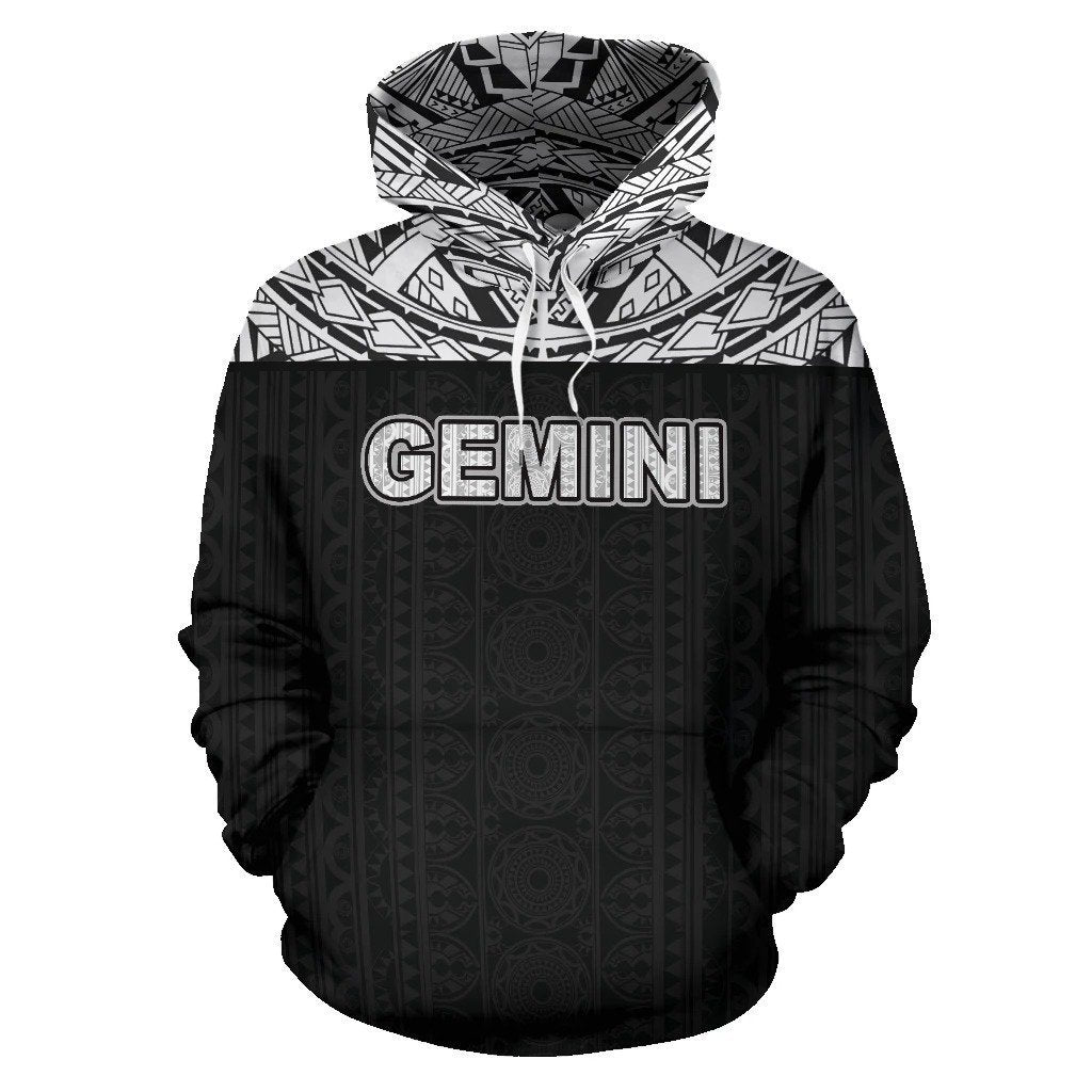 Gemini Zodiac - Poly All Over Hoodie Black Version NTH140850-Apparel-NTH-Hoodie-S-Vibe Cosy™