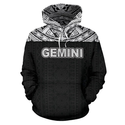 Gemini Zodiac - Poly All Over Hoodie Black Version NTH140850-Apparel-NTH-Hoodie-S-Vibe Cosy™