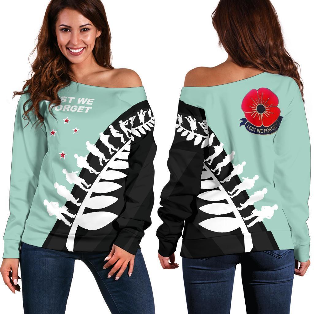 Lest We Forget - New Zealand Mint Off Shoulder Sweater K52-WOMENS OFF SHOULDER SWEATERS-HD09-Women's Off Shoulder Sweater - .-2XS-Vibe Cosy™