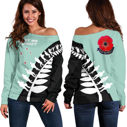 Lest We Forget - New Zealand Mint Off Shoulder Sweater K52-WOMENS OFF SHOULDER SWEATERS-HD09-Women's Off Shoulder Sweater - .-2XS-Vibe Cosy™