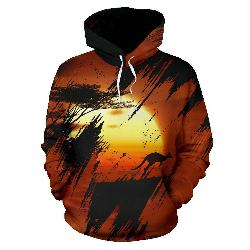 Australia Hoodie Kangaroo Sunset Painting - NNK1433-Apparel-NNK-Hoodie-S-Vibe Cosy™