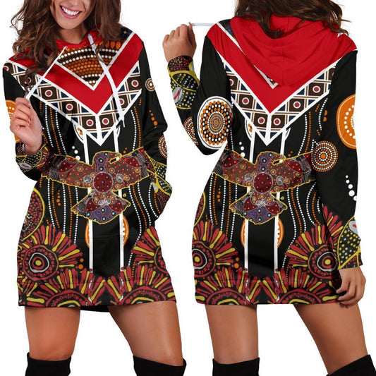 Crow Australia Aboriginal Hoodie Dress-Apparel-NNK-Hoodie Dress-S-Vibe Cosy™
