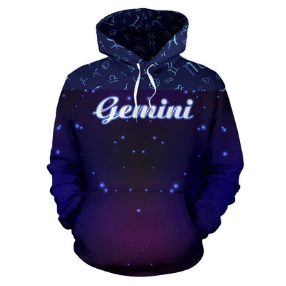 Gemini Zodiac All Over Hoodie NTH140830-Apparel-NTH-Hoodie-S-Vibe Cosy™