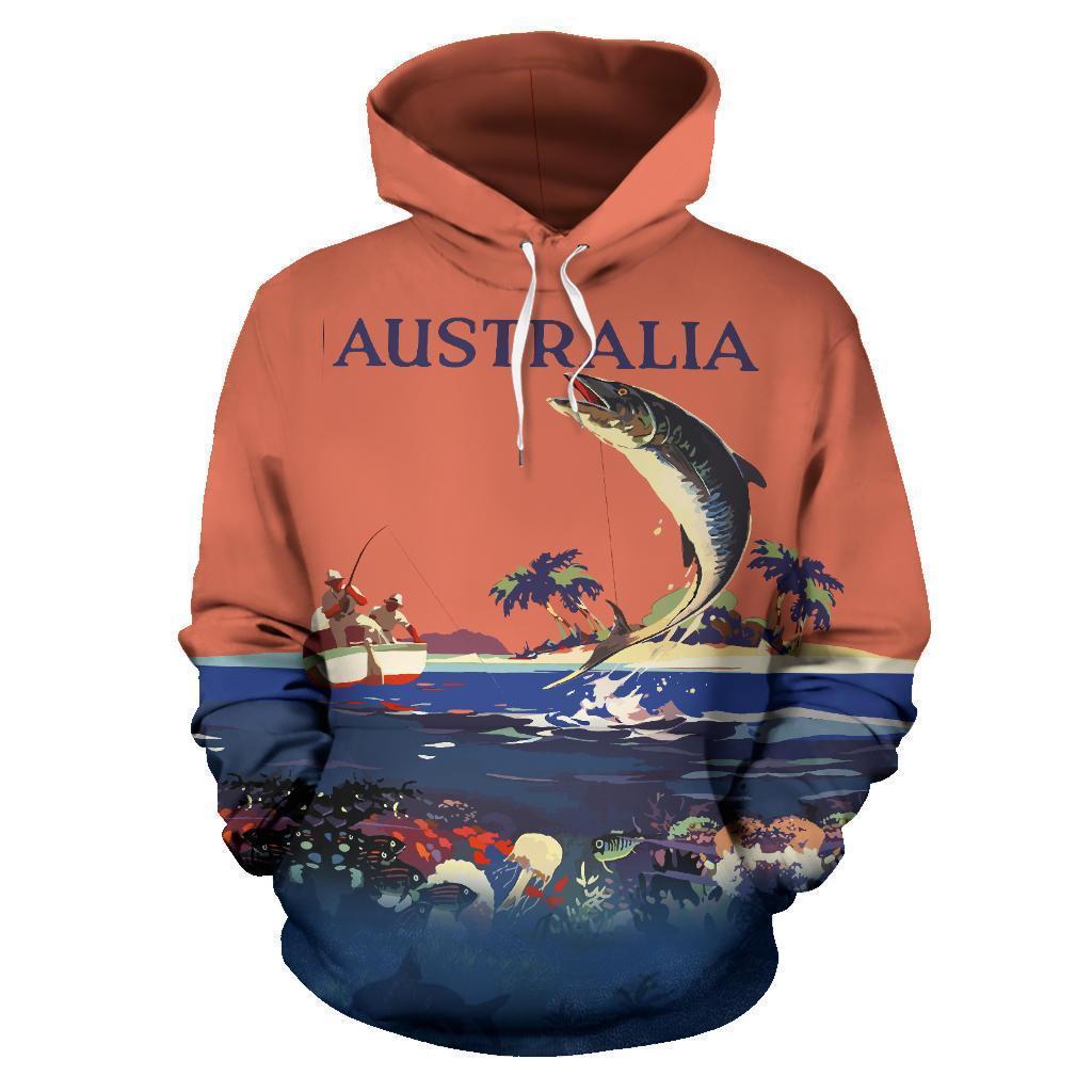 Fishing Australia All Over Print Hoodie - NNK1425-Apparel-NNK-Hoodie-S-Vibe Cosy™