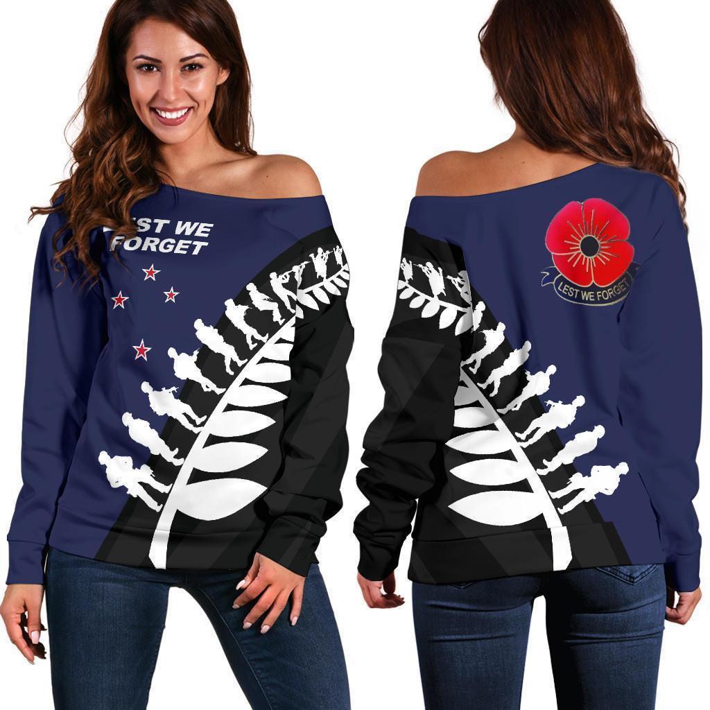 Lest We Forget - New Zealand Navy Off Shoulder Sweater K52-WOMENS OFF SHOULDER SWEATERS-HD09-Women's Off Shoulder Sweater - .-2XS-Vibe Cosy™