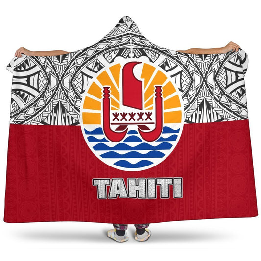 Tahiti Polynesian Hooded Blanket - BN09-Apparel-Khanh Arts-Hooded Blanket-Youth 60"x45"-Vibe Cosy™