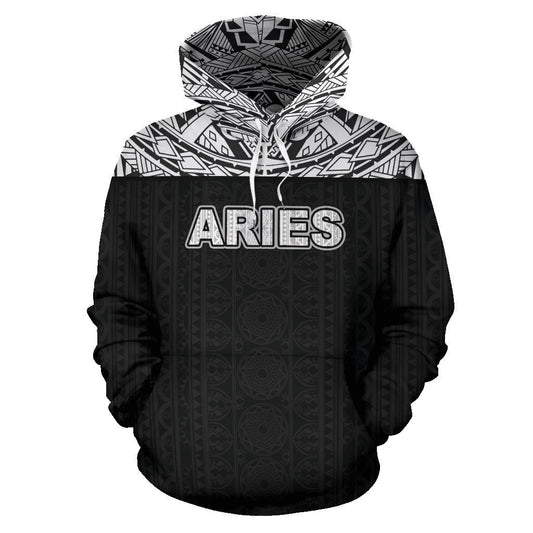 Aries Zodiac - Poly All Over Hoodie Black Version NTH140852-Apparel-NTH-Hoodie-S-Vibe Cosy™