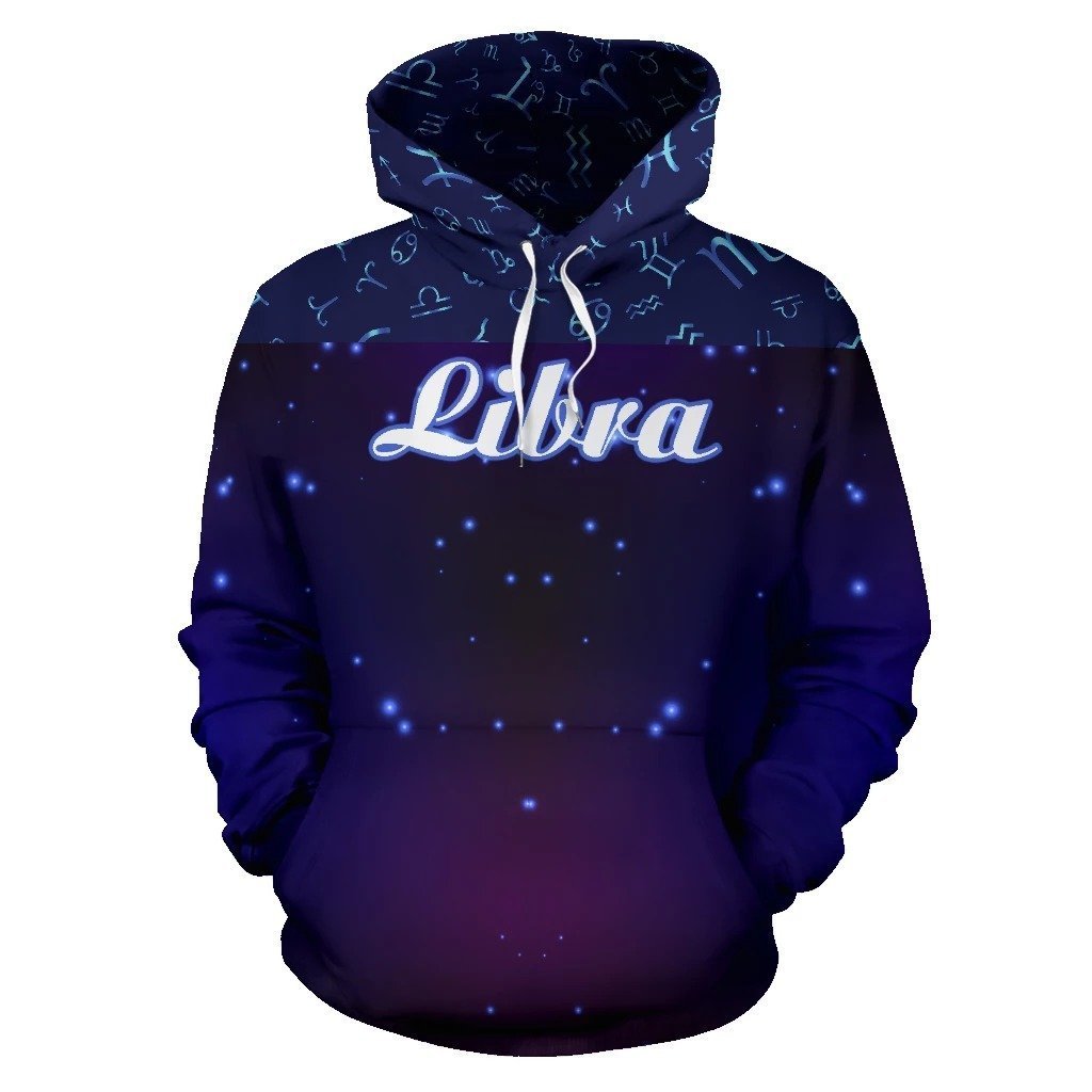 Libra Zodiac All Over Hoodie NTH140827-Apparel-NTH-Hoodie-S-Vibe Cosy™
