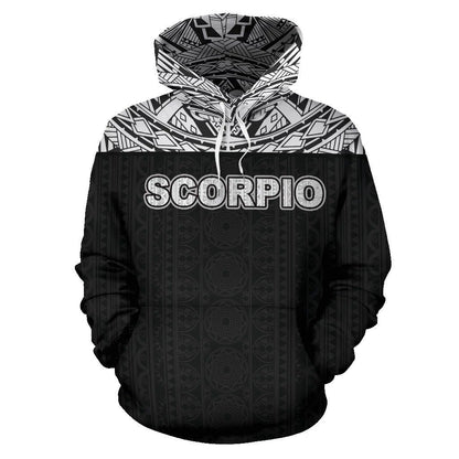 Scorpio Zodiac - Poly All Over Hoodie Black Version NTH140824 - Amaze Style™-Apparel