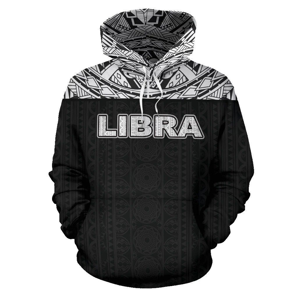 Libra Zodiac - Poly All Over Hoodie Black Version NTH140838-Apparel-NTH-Hoodie-S-Vibe Cosy™