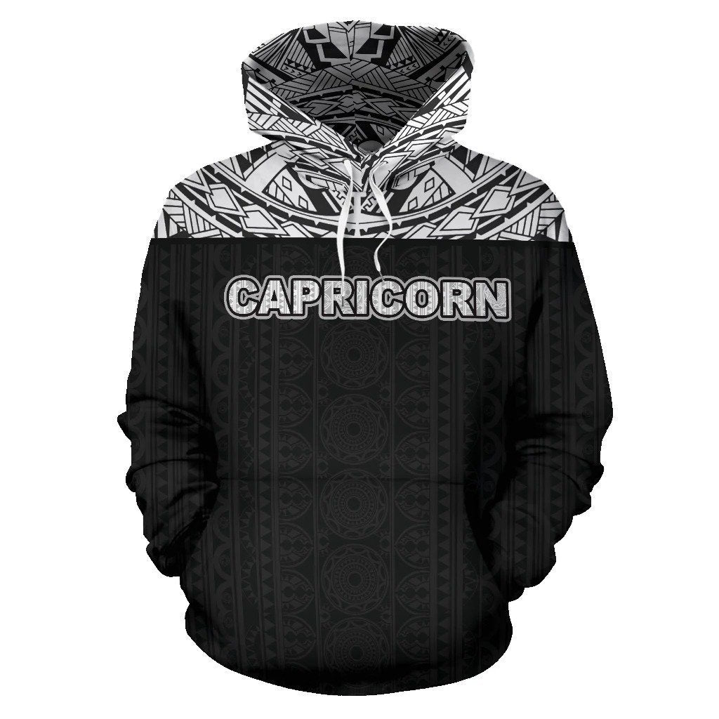 Capricorn Zodiac - Poly All Over Hoodie Black Version NTH140822-Apparel-NTH-Hoodie-S-Vibe Cosy™