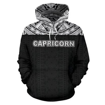 Capricorn Zodiac - Poly All Over Hoodie Black Version NTH140822-Apparel-NTH-Hoodie-S-Vibe Cosy™