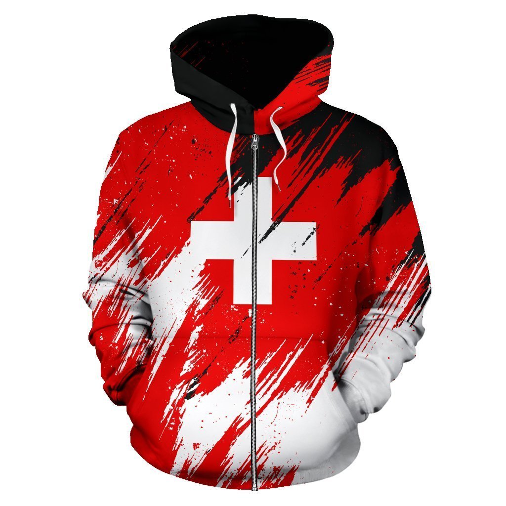 Switzerland Hoodie - Flag Color Painting NNK6-Apparel-NNK-Hoodie-S-Vibe Cosy™