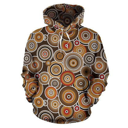 Aboriginal Pattern Brown All Over Hoodie NNK1441-Apparel-PL8386-Hoodie-S-Vibe Cosy™