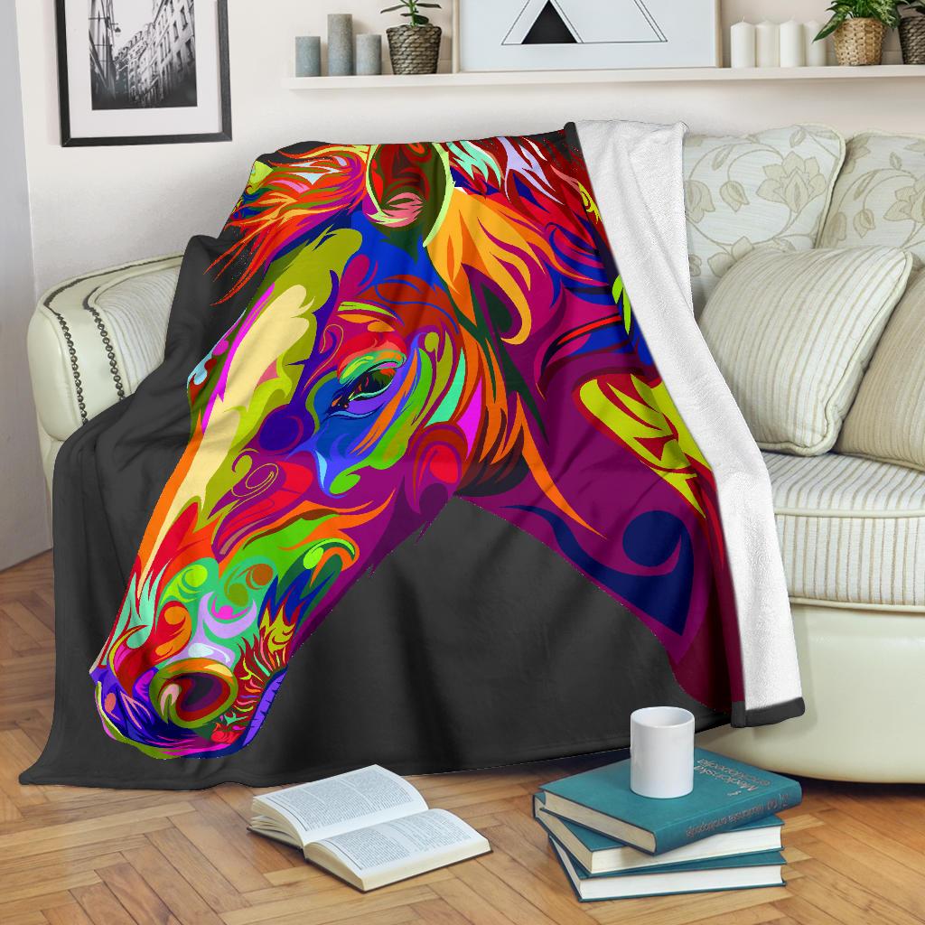 Cavallo Colorato/Nero - Coperta in Pile -Amaze Style™-Premium BlanketCavallo Colorato/Nero - Coperta in Pile -Youth (56 x 43 inches / 140 x 110 cm)-Vibe Cosy™