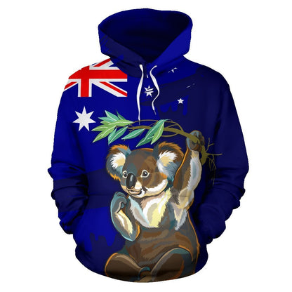 Australia Koala All Over Hoodie 02 JT6-ALL OVER PRINT HOODIES (P)-HP Arts-Hoodie-S-Black-Vibe Cosy™